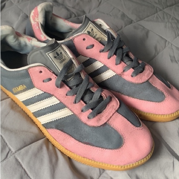 Adidas original Sambas sneakers grey pink triple stripe Sz 10.5 limited edition - Picture 10 of 14